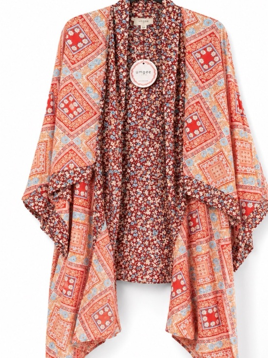 Umgee Other - Umgee NWT Mixed Print Metallic Waterfall Kimono S/M Boho